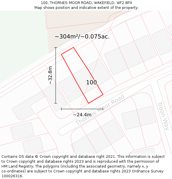 100, THORNES MOOR ROAD, WAKEFIELD, WF2 8PX: Plot and title map