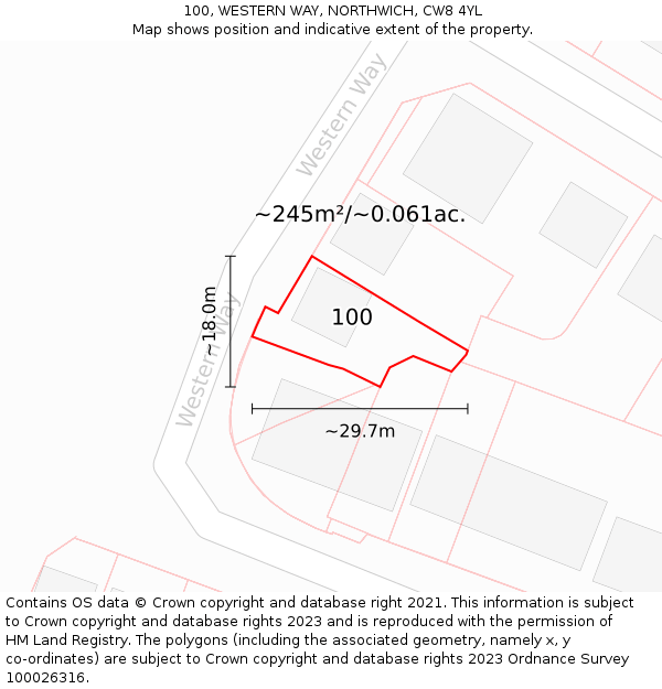 100, WESTERN WAY, NORTHWICH, CW8 4YL: Plot and title map