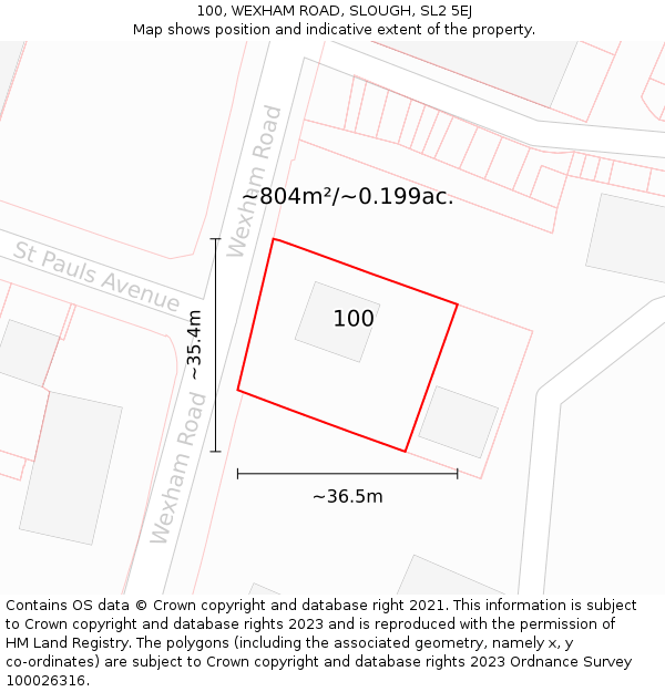 100, WEXHAM ROAD, SLOUGH, SL2 5EJ: Plot and title map