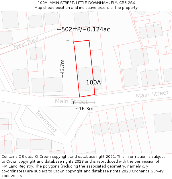 100A, MAIN STREET, LITTLE DOWNHAM, ELY, CB6 2SX: Plot and title map