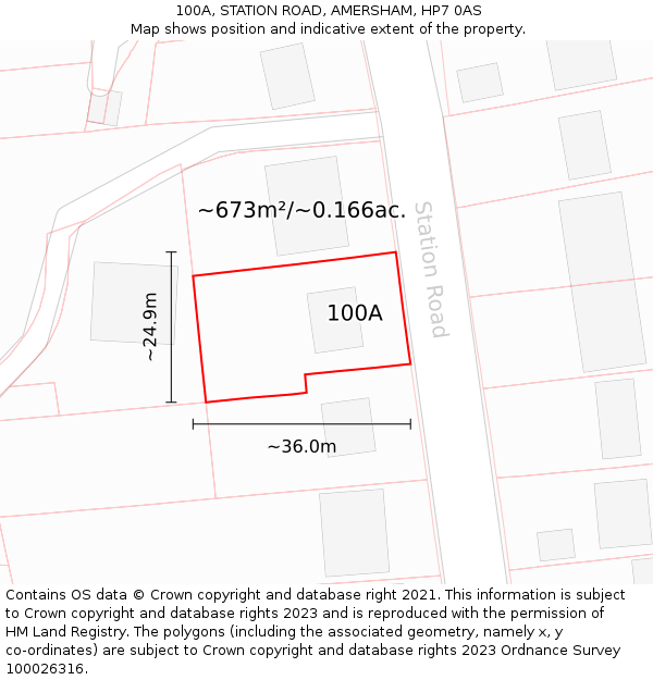 100A, STATION ROAD, AMERSHAM, HP7 0AS: Plot and title map