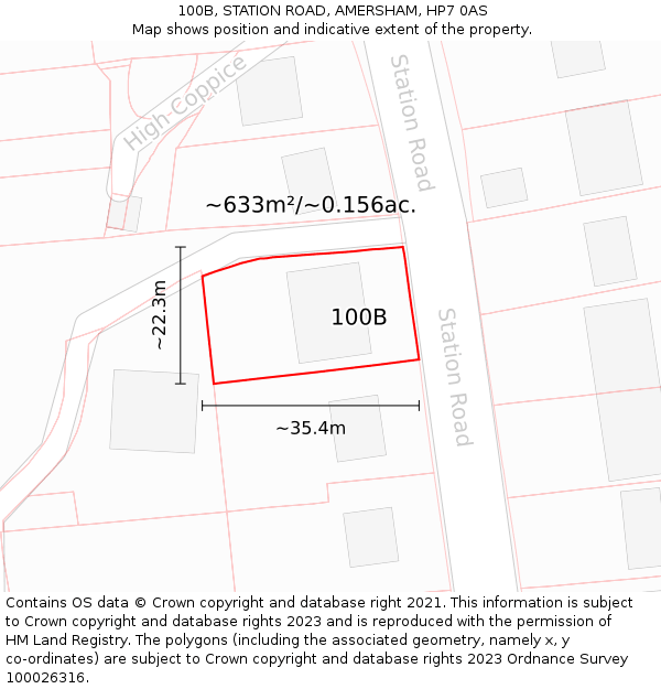 100B, STATION ROAD, AMERSHAM, HP7 0AS: Plot and title map