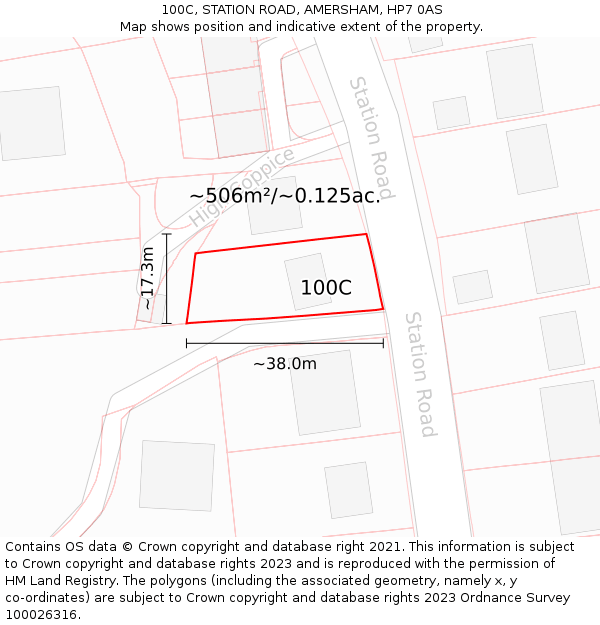 100C, STATION ROAD, AMERSHAM, HP7 0AS: Plot and title map