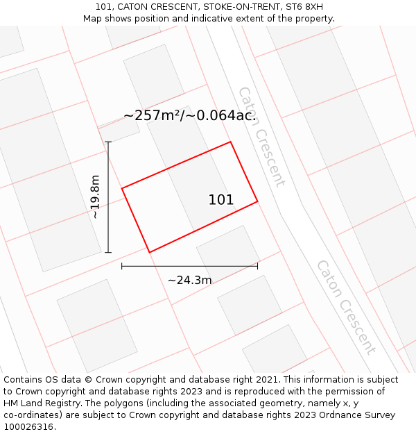 101, CATON CRESCENT, STOKE-ON-TRENT, ST6 8XH: Plot and title map
