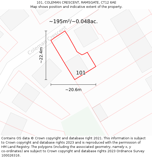 101, COLEMAN CRESCENT, RAMSGATE, CT12 6AE: Plot and title map