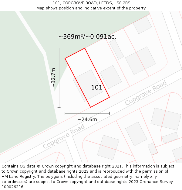 101, COPGROVE ROAD, LEEDS, LS8 2RS: Plot and title map