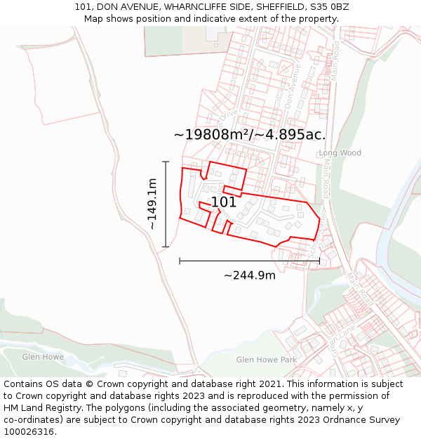 101, DON AVENUE, WHARNCLIFFE SIDE, SHEFFIELD, S35 0BZ: Plot and title map