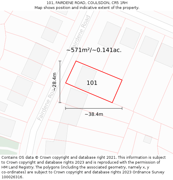 101, FAIRDENE ROAD, COULSDON, CR5 1RH: Plot and title map