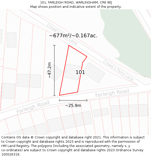 101, FARLEIGH ROAD, WARLINGHAM, CR6 9EJ: Plot and title map