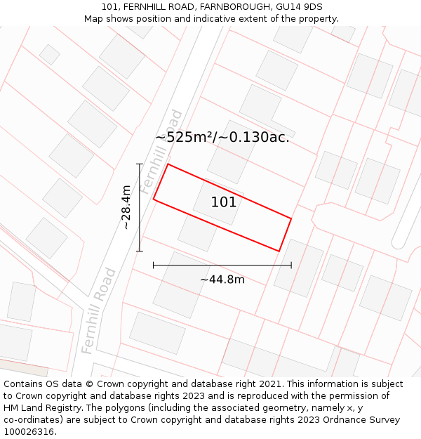 101, FERNHILL ROAD, FARNBOROUGH, GU14 9DS: Plot and title map