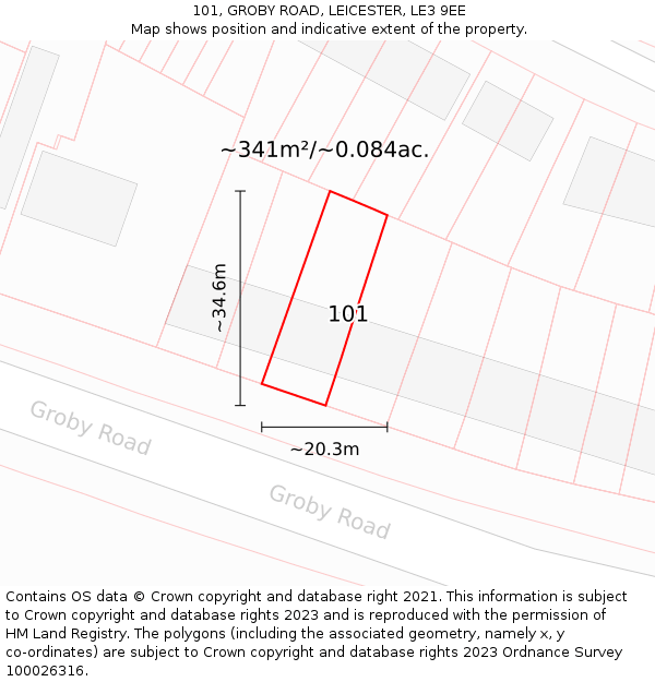 101, GROBY ROAD, LEICESTER, LE3 9EE: Plot and title map