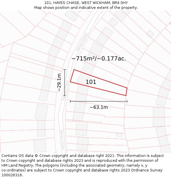 101, HAYES CHASE, WEST WICKHAM, BR4 0HY: Plot and title map