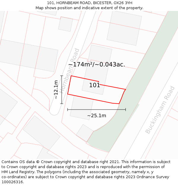 101, HORNBEAM ROAD, BICESTER, OX26 3YH: Plot and title map