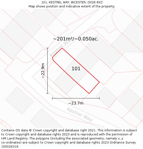 101, KESTREL WAY, BICESTER, OX26 6XZ: Plot and title map