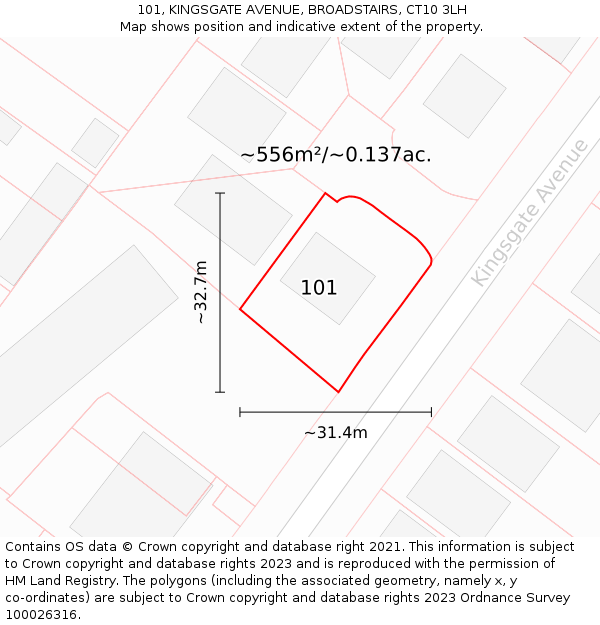 101, KINGSGATE AVENUE, BROADSTAIRS, CT10 3LH: Plot and title map