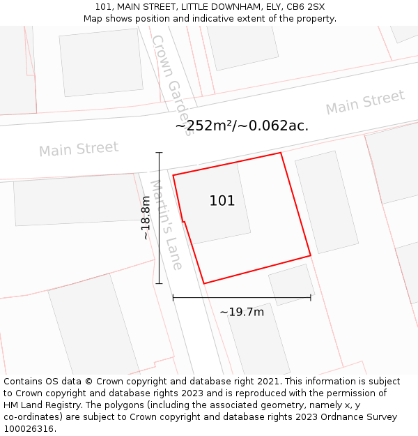 101, MAIN STREET, LITTLE DOWNHAM, ELY, CB6 2SX: Plot and title map