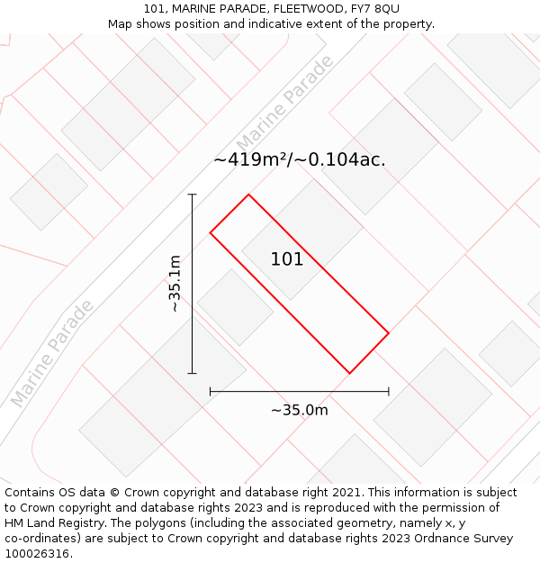 101, MARINE PARADE, FLEETWOOD, FY7 8QU: Plot and title map