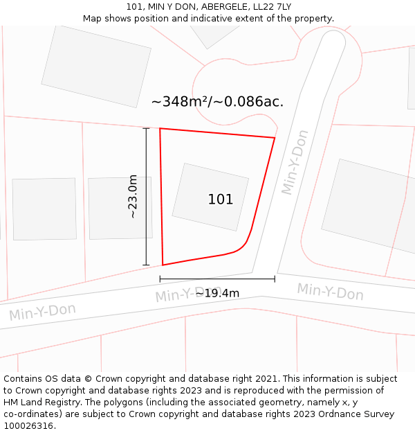 101, MIN Y DON, ABERGELE, LL22 7LY: Plot and title map