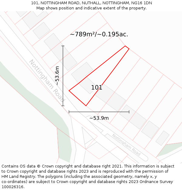 101, NOTTINGHAM ROAD, NUTHALL, NOTTINGHAM, NG16 1DN: Plot and title map