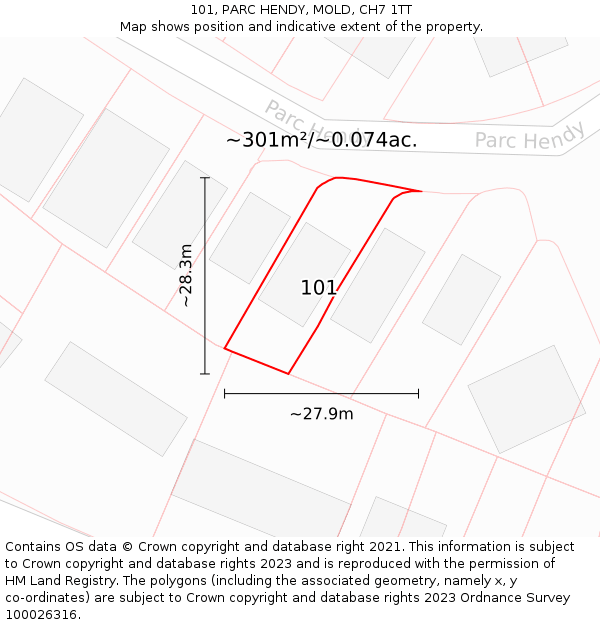 101, PARC HENDY, MOLD, CH7 1TT: Plot and title map