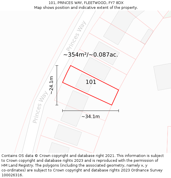 101, PRINCES WAY, FLEETWOOD, FY7 8DX: Plot and title map