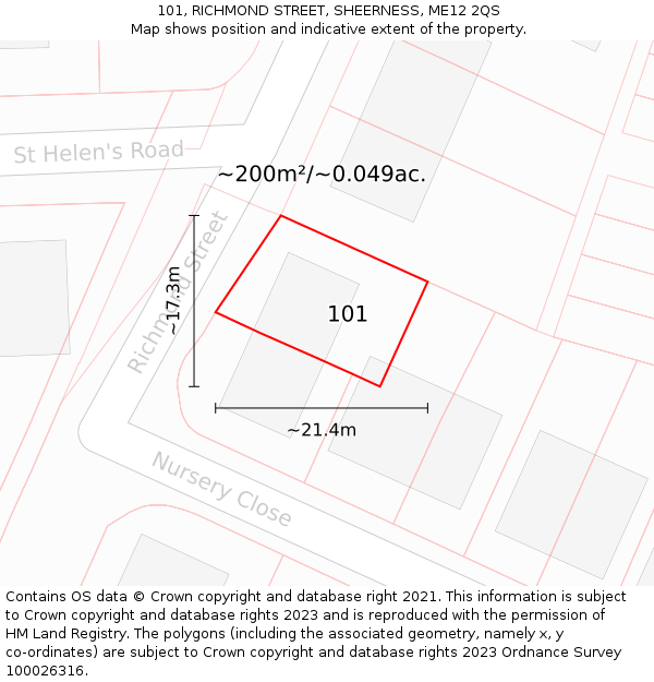 101, RICHMOND STREET, SHEERNESS, ME12 2QS: Plot and title map