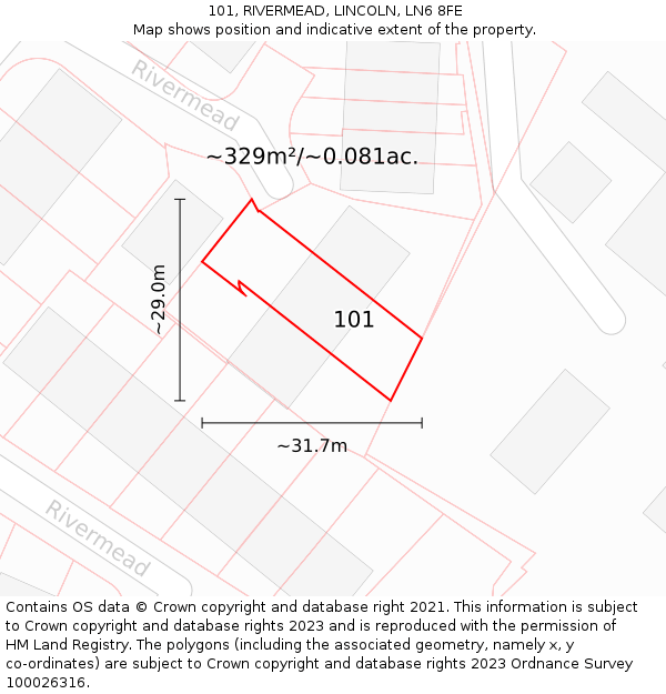 101, RIVERMEAD, LINCOLN, LN6 8FE: Plot and title map