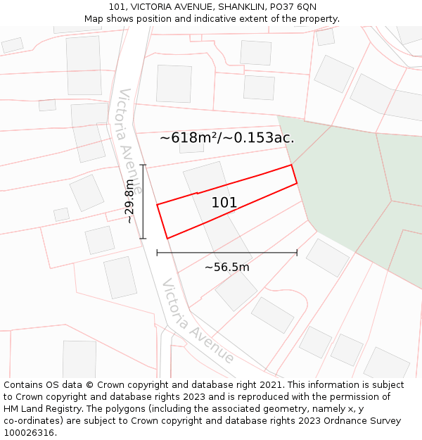 101, VICTORIA AVENUE, SHANKLIN, PO37 6QN: Plot and title map