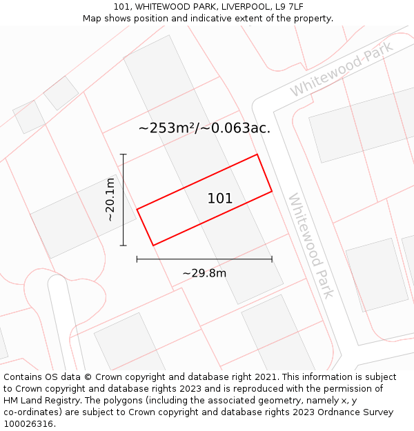 101, WHITEWOOD PARK, LIVERPOOL, L9 7LF: Plot and title map