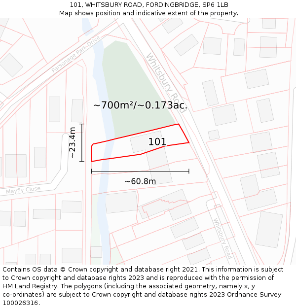 101, WHITSBURY ROAD, FORDINGBRIDGE, SP6 1LB: Plot and title map