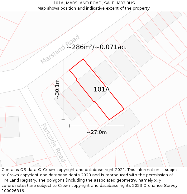 101A, MARSLAND ROAD, SALE, M33 3HS: Plot and title map