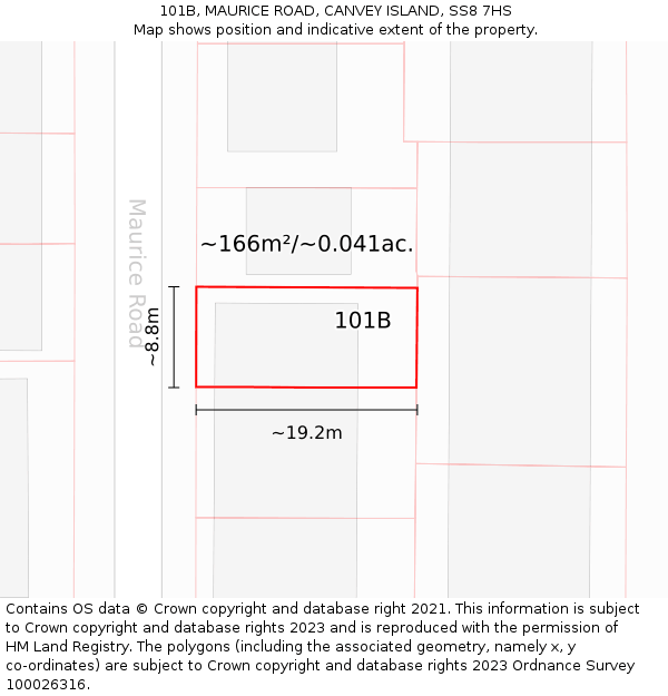 101B, MAURICE ROAD, CANVEY ISLAND, SS8 7HS: Plot and title map