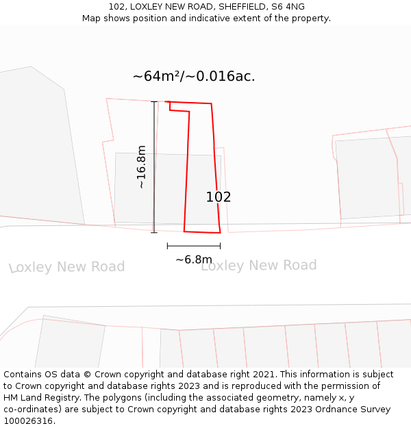 102, LOXLEY NEW ROAD, SHEFFIELD, S6 4NG: Plot and title map