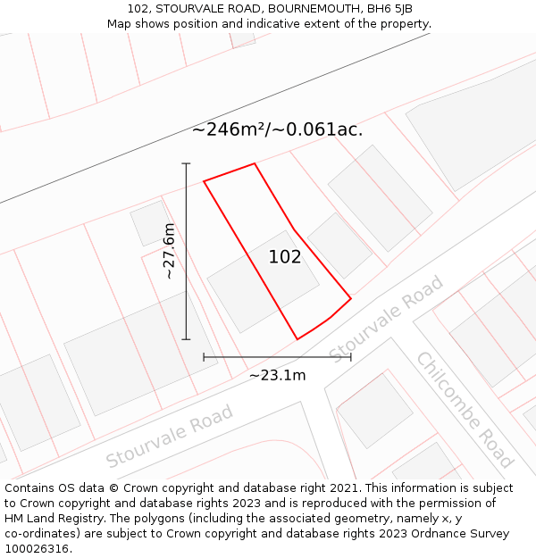 102, STOURVALE ROAD, BOURNEMOUTH, BH6 5JB: Plot and title map