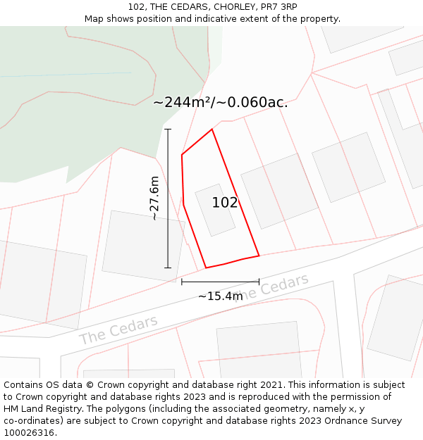 102, THE CEDARS, CHORLEY, PR7 3RP: Plot and title map