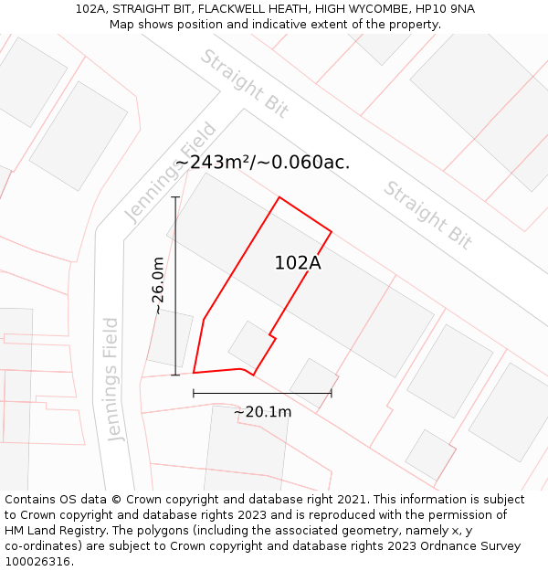 102A, STRAIGHT BIT, FLACKWELL HEATH, HIGH WYCOMBE, HP10 9NA: Plot and title map