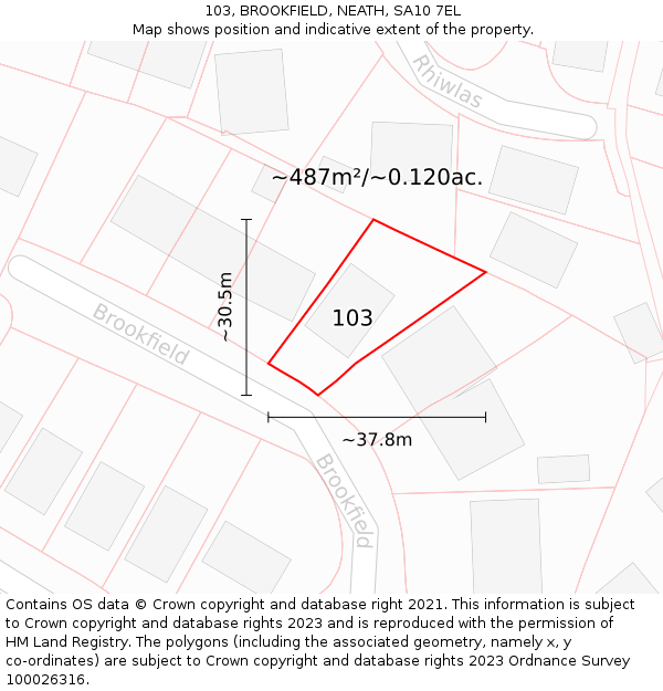 103, BROOKFIELD, NEATH, SA10 7EL: Plot and title map