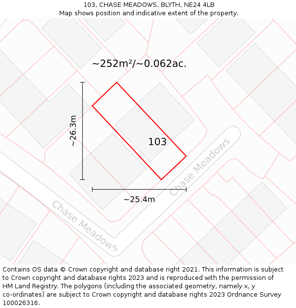 103, CHASE MEADOWS, BLYTH, NE24 4LB: Plot and title map