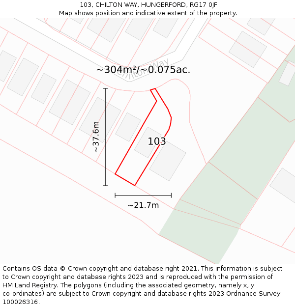 103, CHILTON WAY, HUNGERFORD, RG17 0JF: Plot and title map
