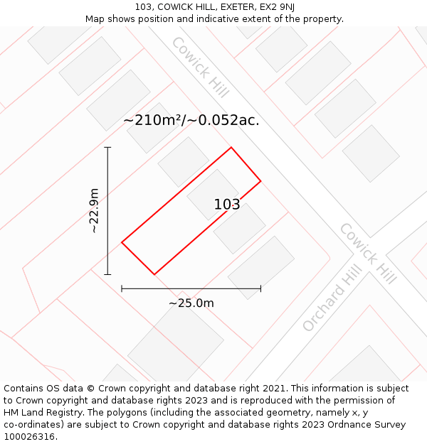 103, COWICK HILL, EXETER, EX2 9NJ: Plot and title map