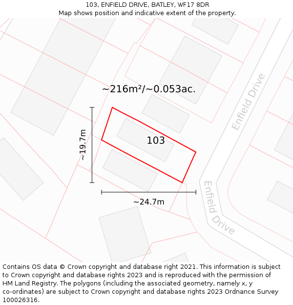 103, ENFIELD DRIVE, BATLEY, WF17 8DR: Plot and title map