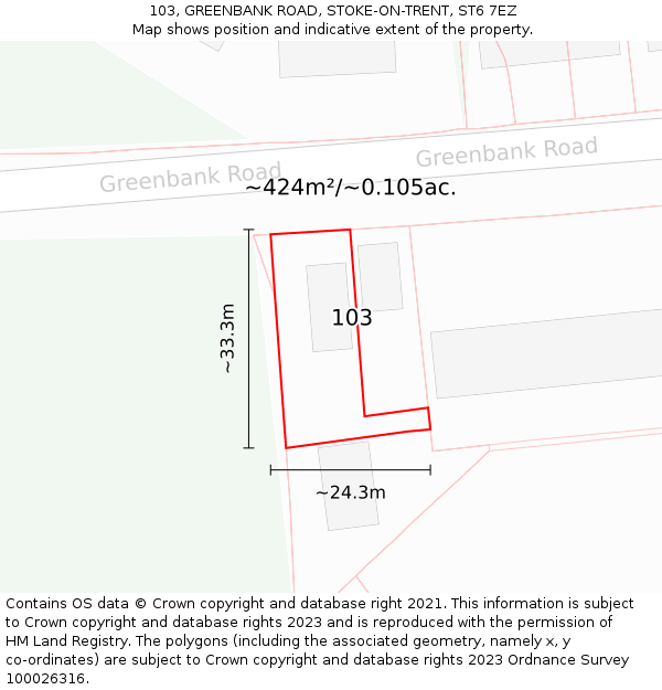 103, GREENBANK ROAD, STOKE-ON-TRENT, ST6 7EZ: Plot and title map