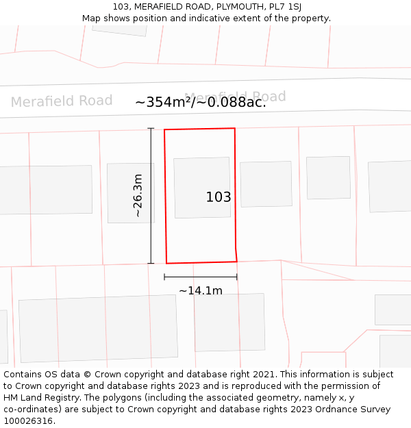 103, MERAFIELD ROAD, PLYMOUTH, PL7 1SJ: Plot and title map