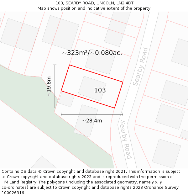 103, SEARBY ROAD, LINCOLN, LN2 4DT: Plot and title map