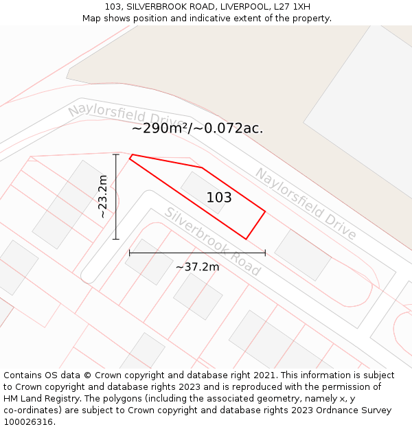 103, SILVERBROOK ROAD, LIVERPOOL, L27 1XH: Plot and title map