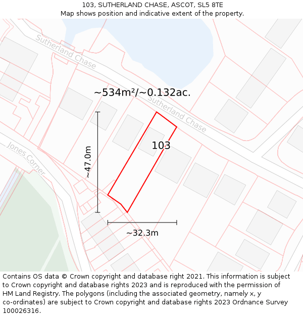 103, SUTHERLAND CHASE, ASCOT, SL5 8TE: Plot and title map