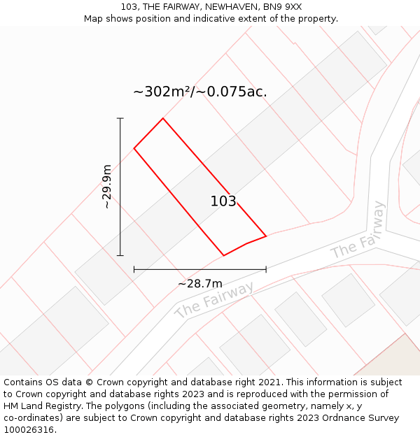103, THE FAIRWAY, NEWHAVEN, BN9 9XX: Plot and title map