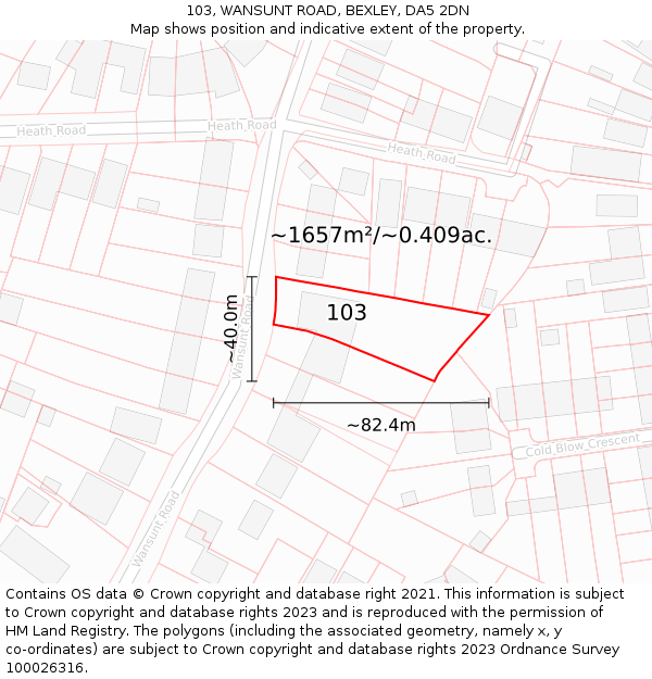 103, WANSUNT ROAD, BEXLEY, DA5 2DN: Plot and title map