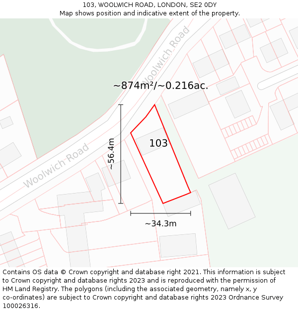 103, WOOLWICH ROAD, LONDON, SE2 0DY: Plot and title map