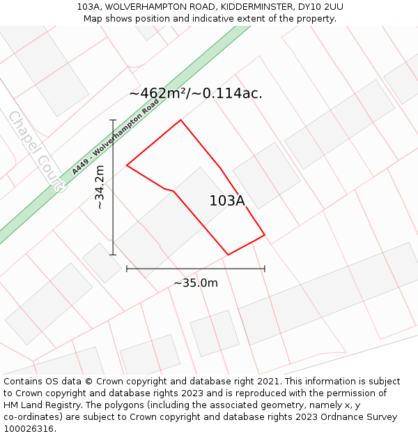 103A, WOLVERHAMPTON ROAD, KIDDERMINSTER, DY10 2UU: Plot and title map